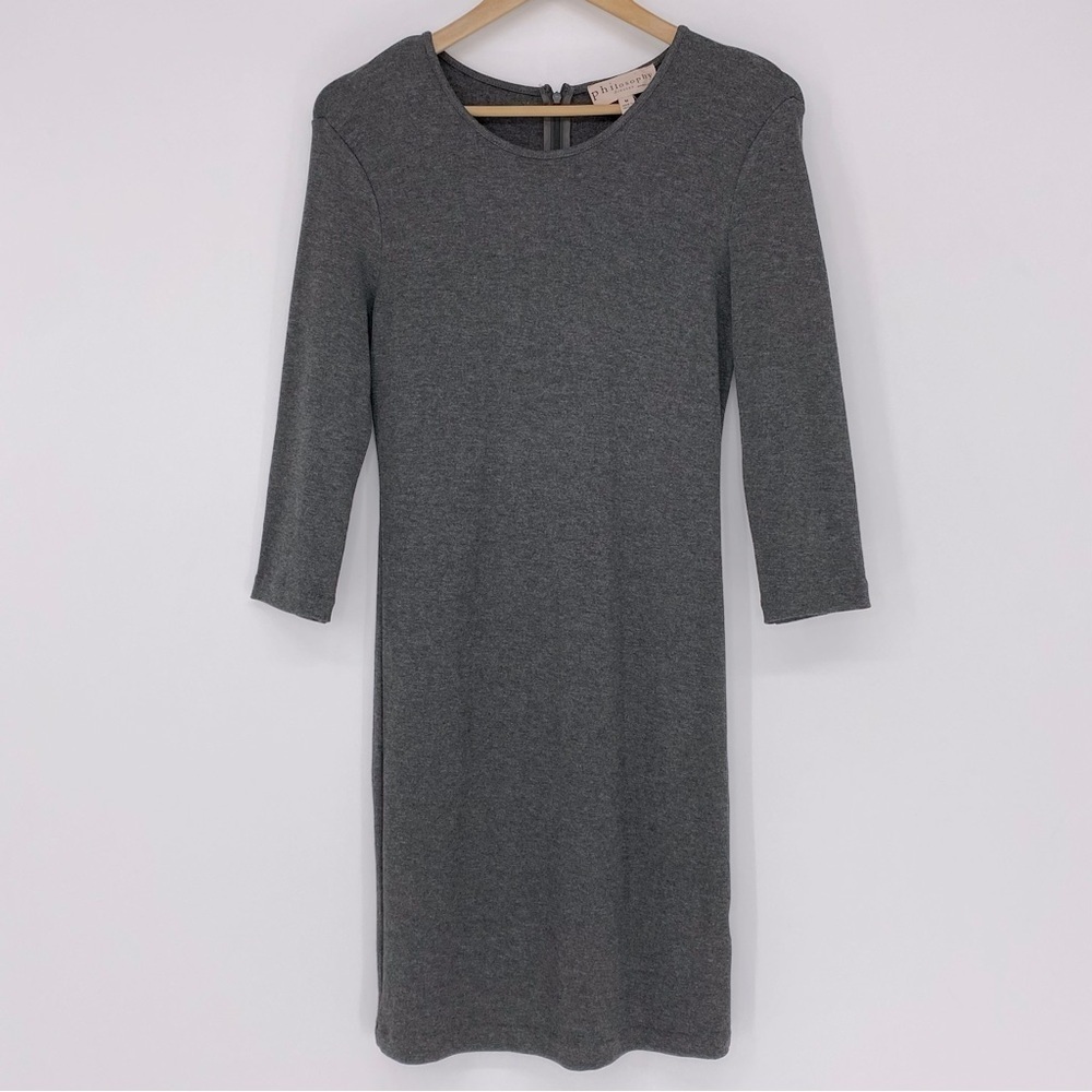 Philosophy Cut & Sew Heather Graphite Gray 3/4 Sleeve Dress - NWT - sz Med